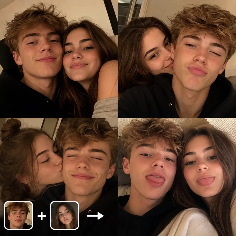 Photo booth style couple collage from AI Couple Photo Maker