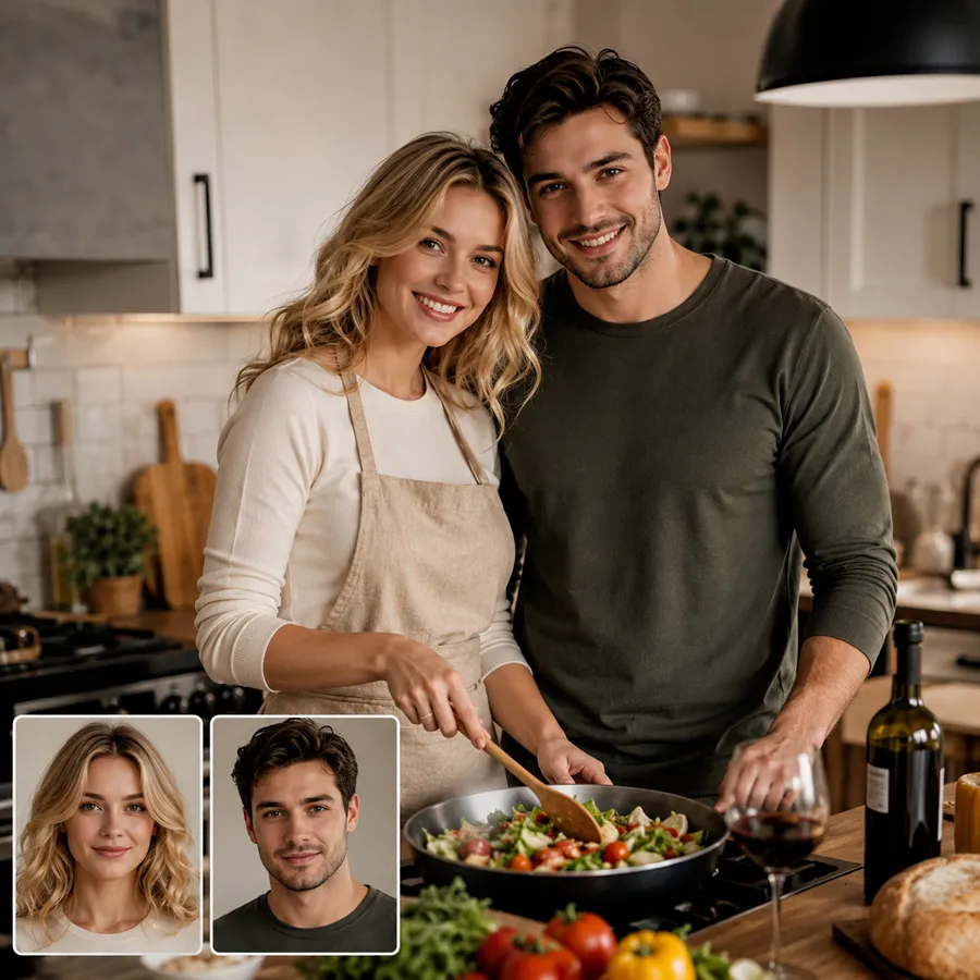 Kitchen lifestyle couple photo from AI Couple Photo Maker