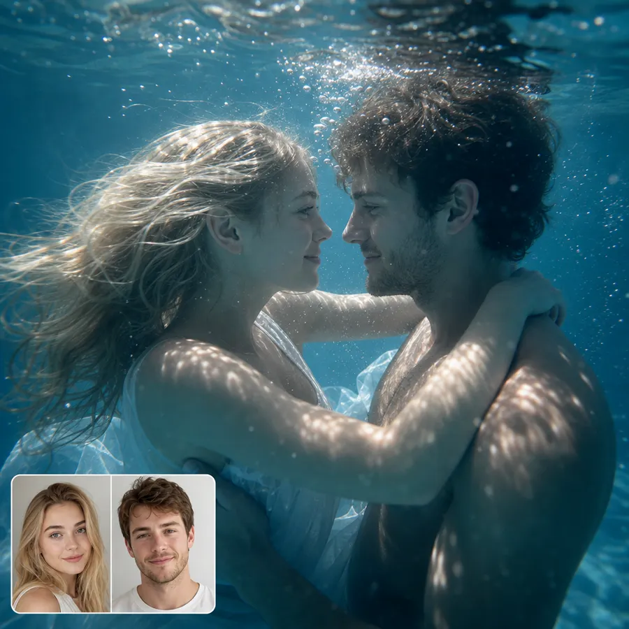 Underwater couple portrait from AI Couple Photo Maker