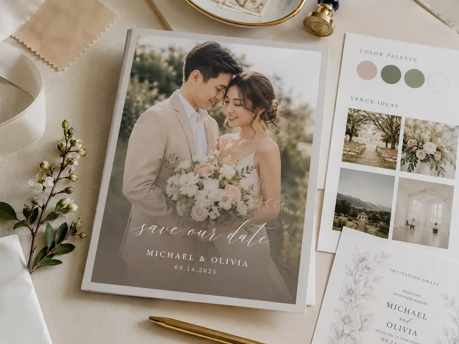 Wedding invitation style couple art from AI Couple Photo Maker