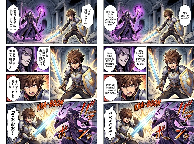 Translating raw Japanese manga scan into English example