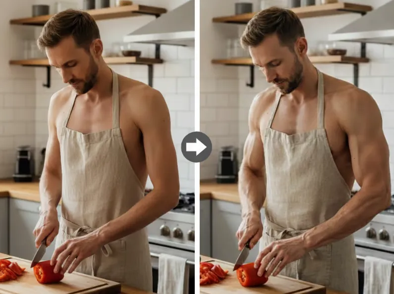 AI muscle generator full body transformation example