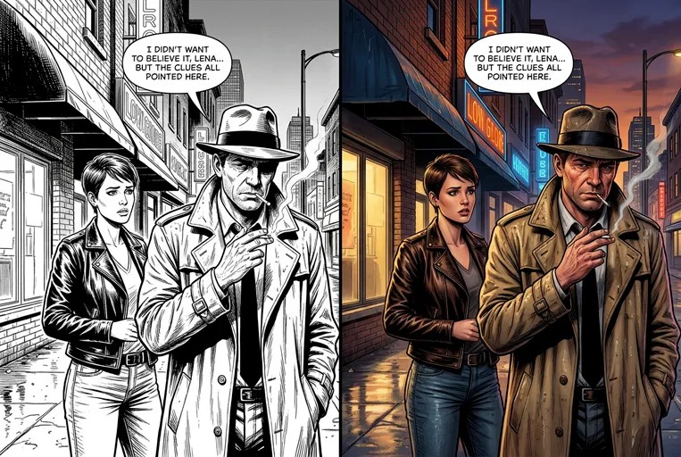 Realistic style before and after Colorize Manga sample with natural lighting