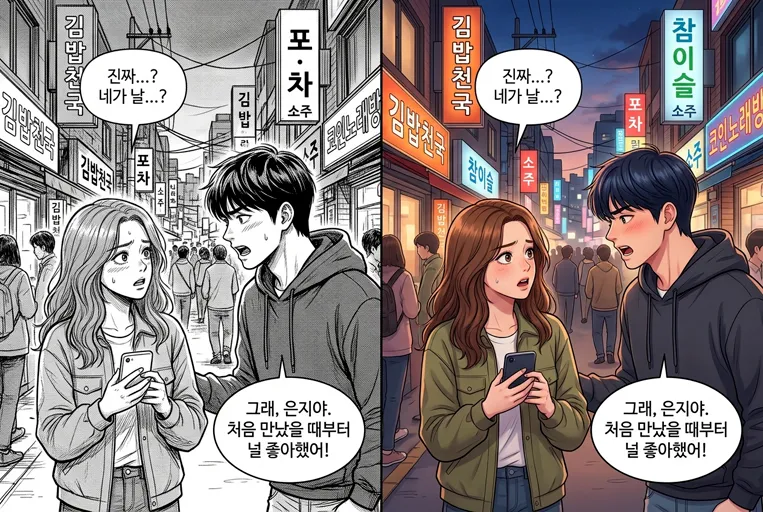 Webtoon style before and after Colorize Manga sample for vertical comics