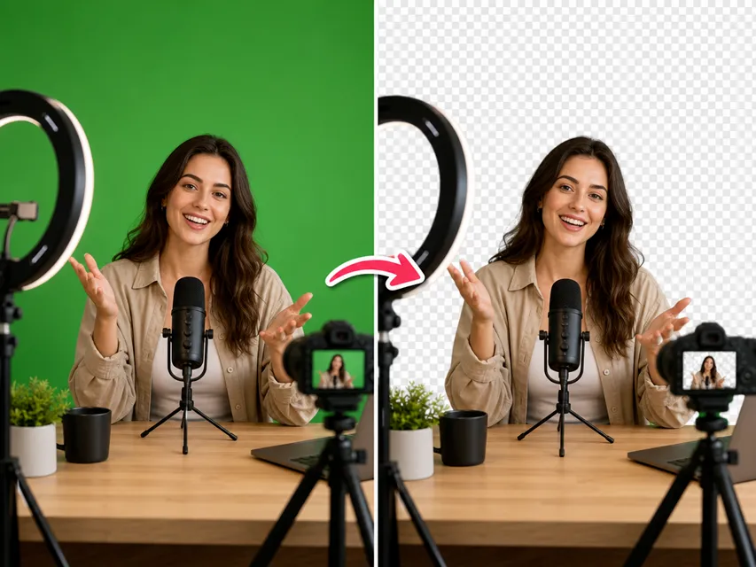 Green screen remover for streaming and virtual meeting backgrounds