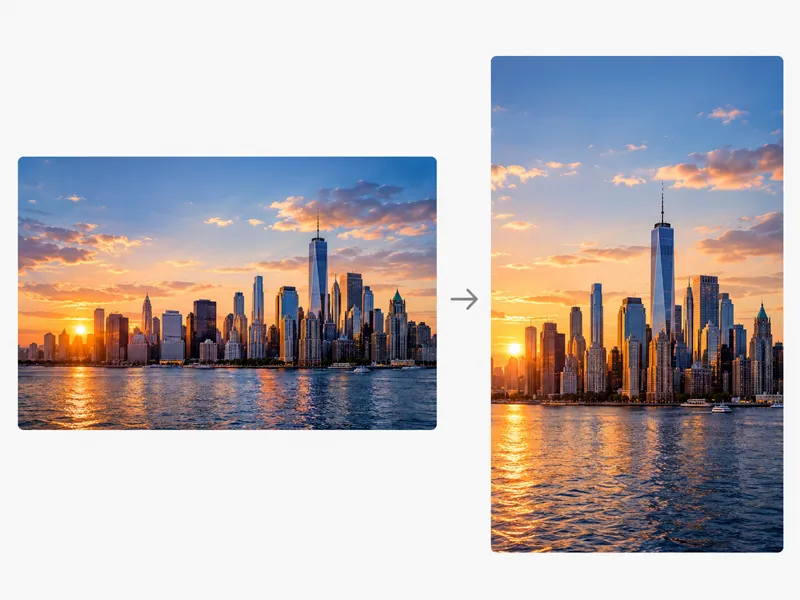 Landscape photo kept intact when rebuilt as a taller portrait frame