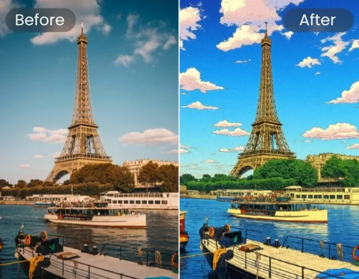 Eiffel Tower in Anime Style