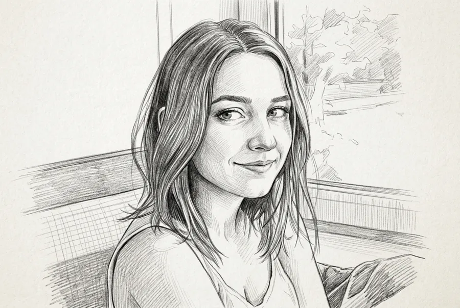 Photo to sketch portrait detail