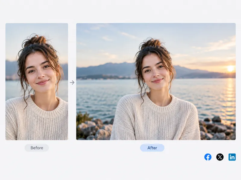 Portrait photo converted to a landscape social media banner