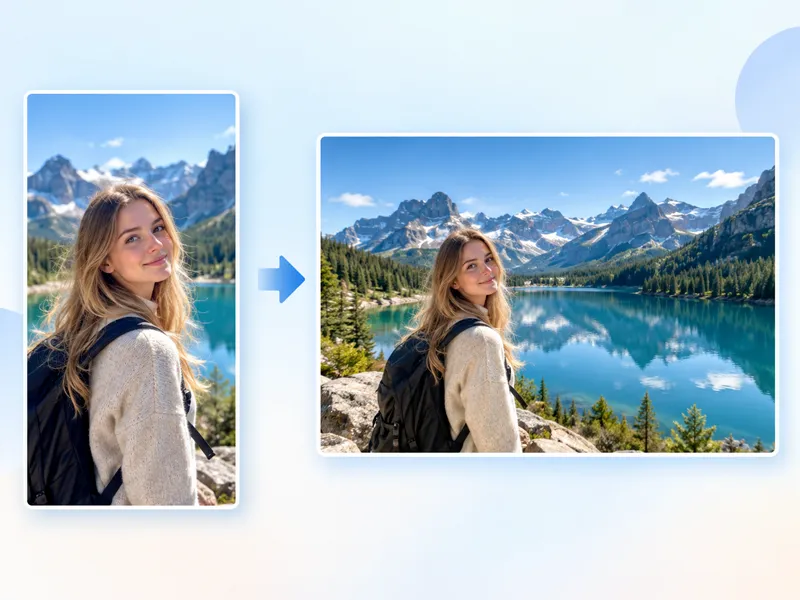 Vertical photo turned into a horizontal landscape with AI-generated sides