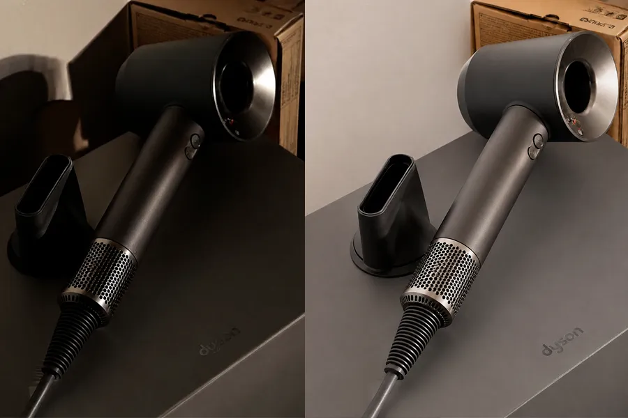 Product Photo scene before and after: catalog item with cleaner lighting
