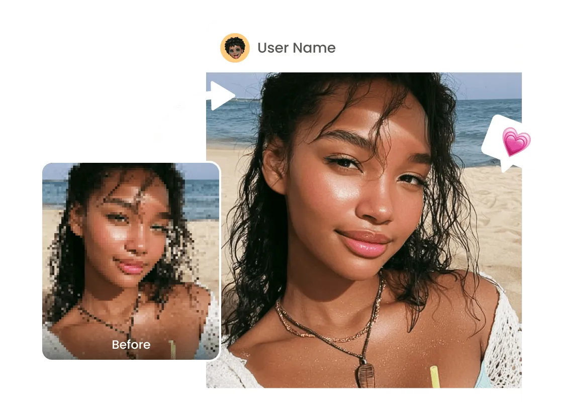 Unpixelate image tool recovering social media compressed photo